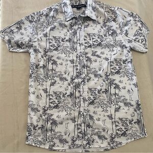 Men's Dark Gray and White Patterned Shirt